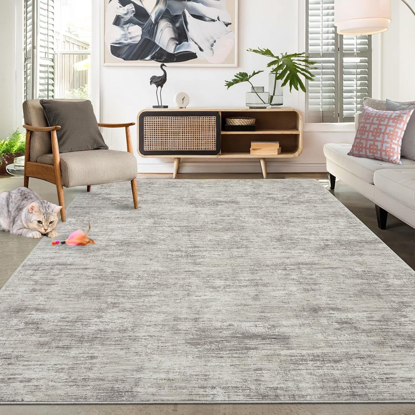 RUGSREAL 9x12 Machine Washable Area Rug for Modern Homes