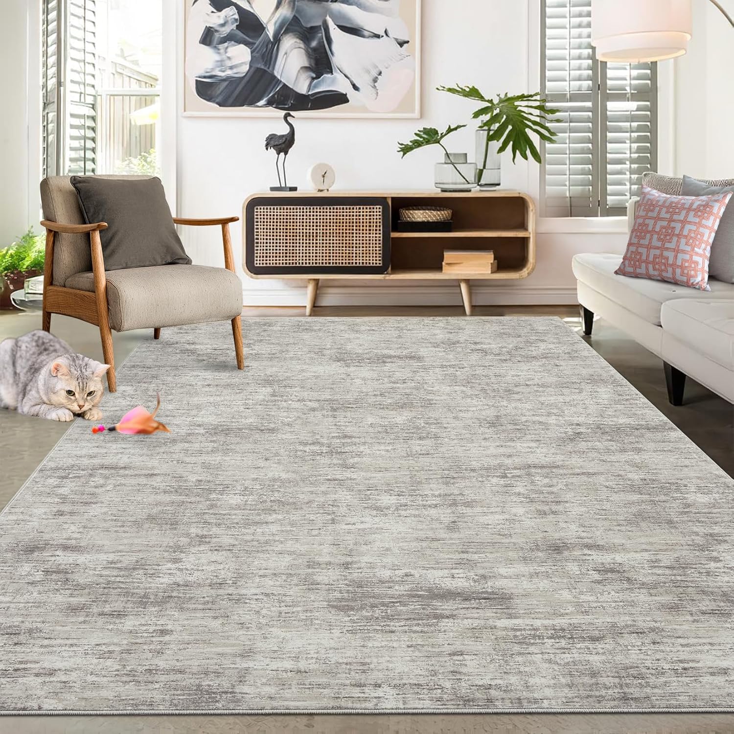 RUGSREAL 9x12 Machine Washable Area Rug for Modern Homes