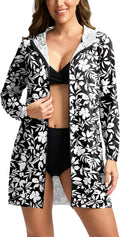 Women's UPF 50+ Swim Cover Up Hoodie Long Jacket - Lightweight Sun