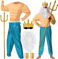 Poseidon Costume Set for Men - 7 Pcs Halloween Sovereign Sea Outfit
