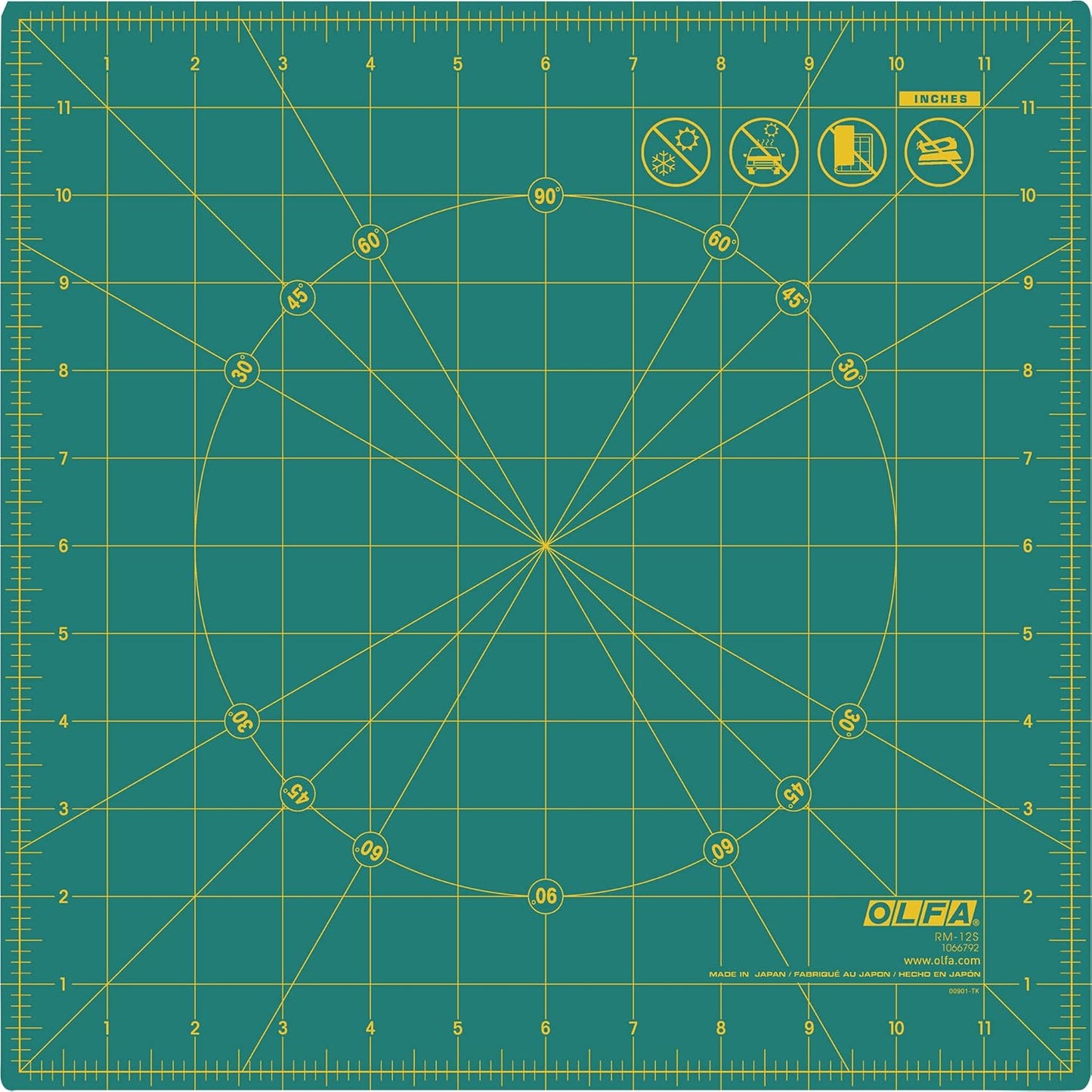 OLFA 12x12 Inch Rotating Cutting Mat for Sewing and Crafts