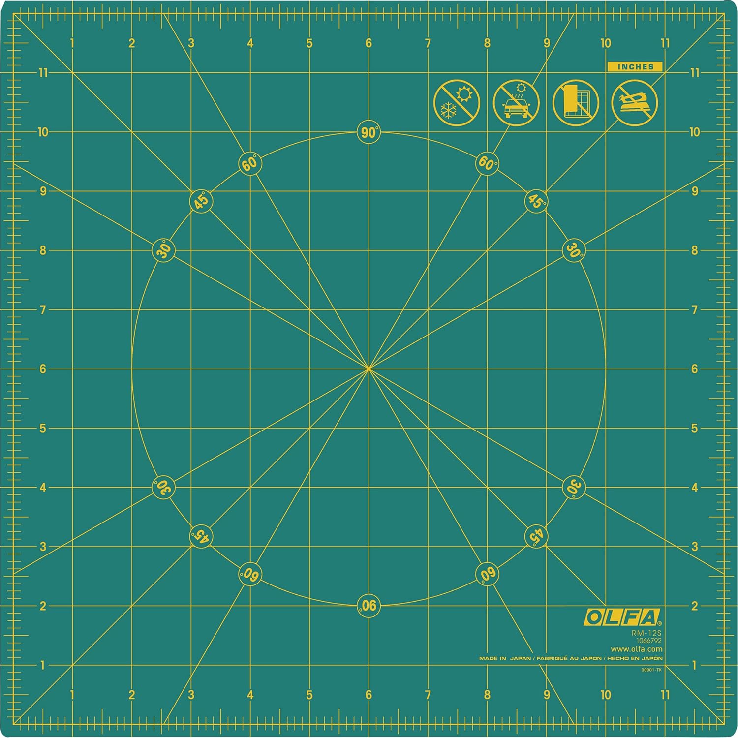 OLFA 12x12 Inch Rotating Cutting Mat for Sewing and Crafts