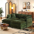 Green Chenille Sectional Sofa with Ottoman - Modular Deep Seat Comfort