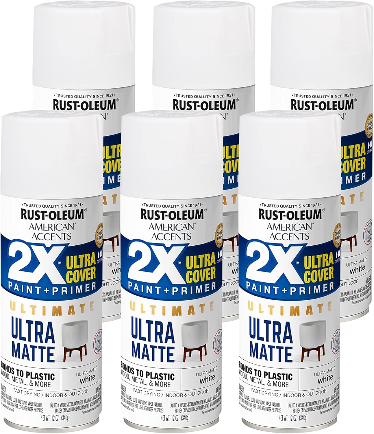 Rust-Oleum Ultra Matte White Spray Paint for Versatile Projects