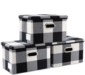 Collapsible Storage Bin with Lid 3-Pack - Foldable Fabric Organizers