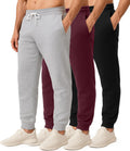Men's Jogger Sweatpants 3 Pack - Cotton Fleece Pockets & Fit