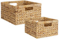 Wicker Storage Basket Set of 2 - Handwoven Water Hyacinth Organizers