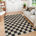 Machine Washable 5x7 Checkered Area Rug - Soft Low Pile