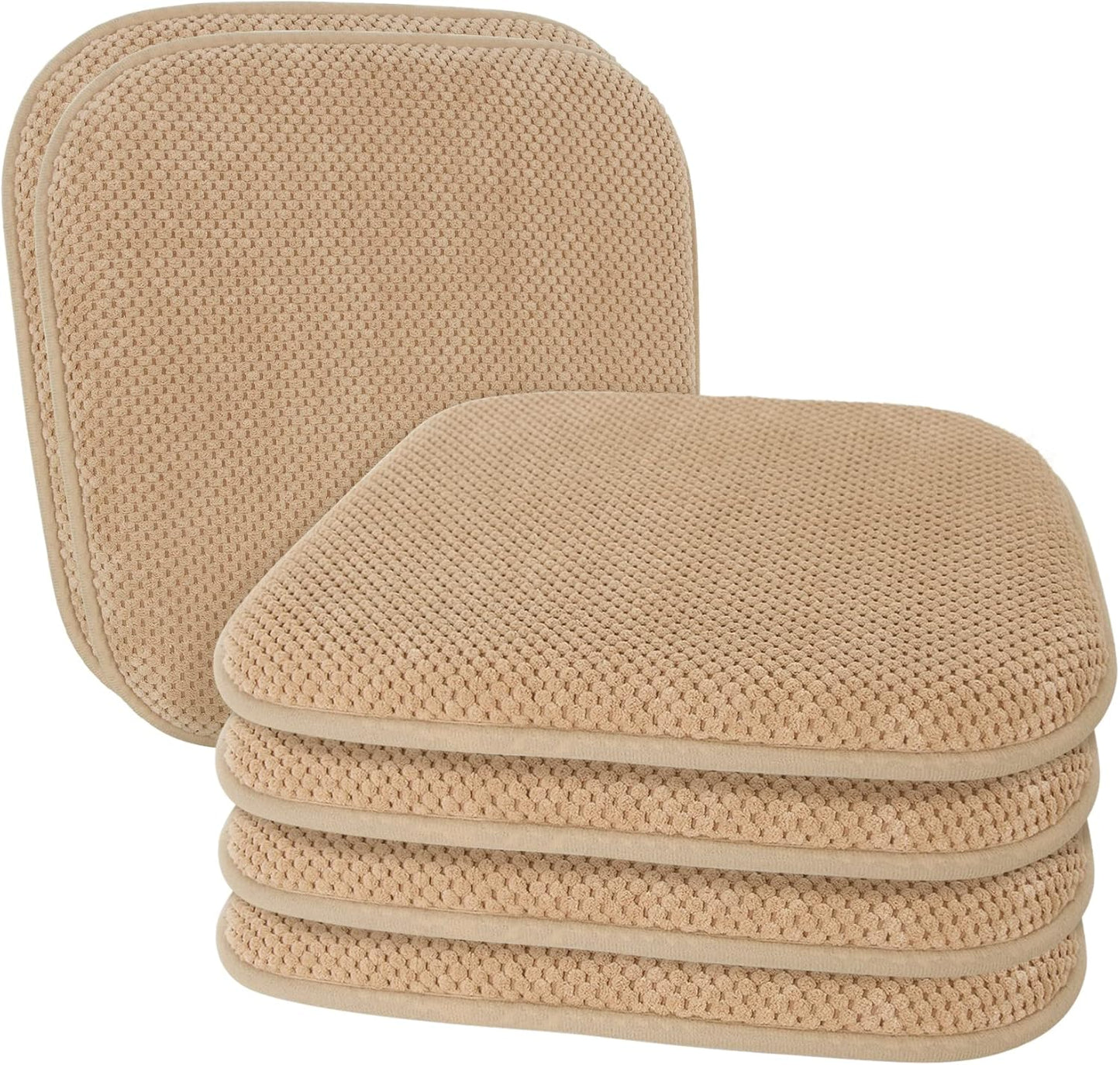 Khaki Chair Cushions for Dining Chairs - Soft Non Slip Foam Pads