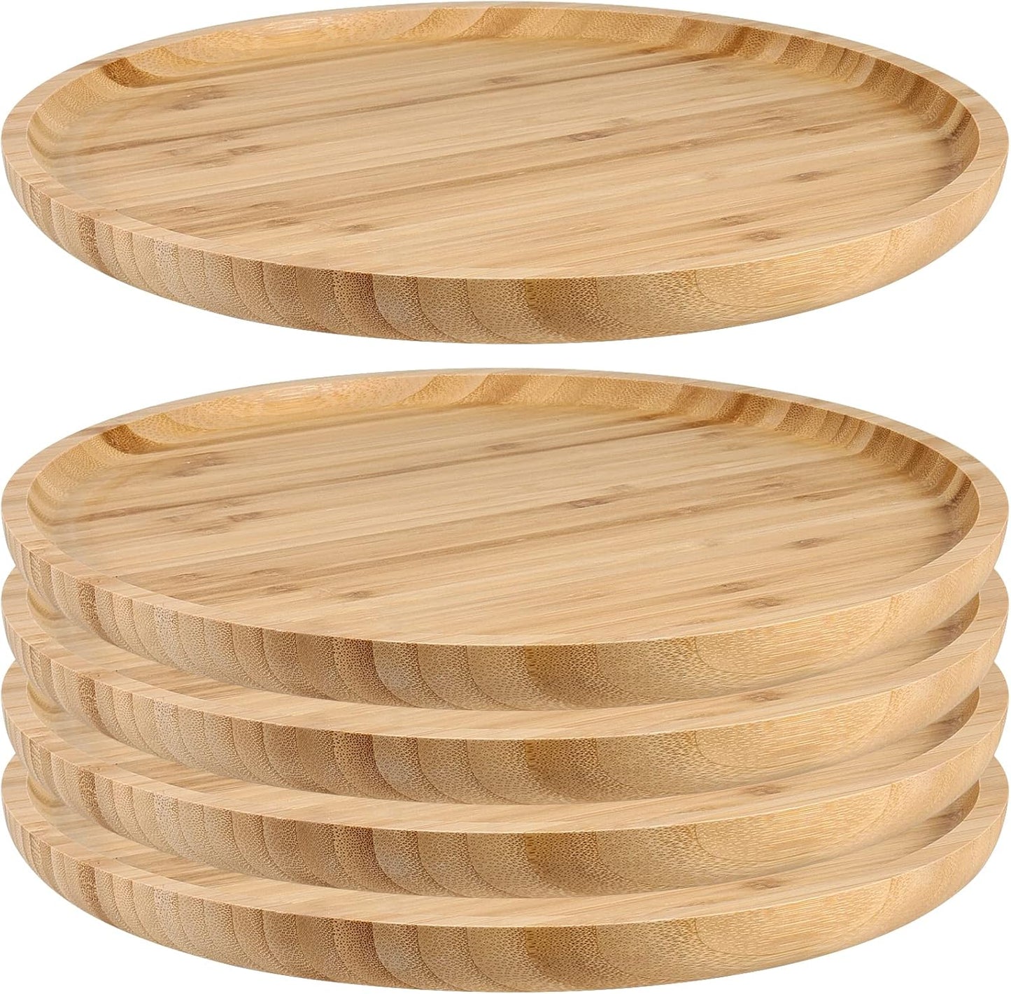 10 Inch Bamboo Round Platter Set for Serving and Decor