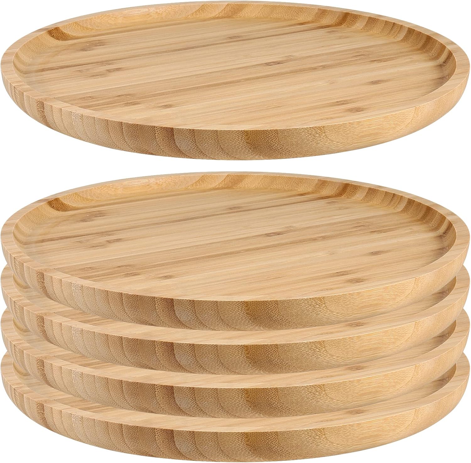 10 Inch Bamboo Round Platter Set for Serving and Decor