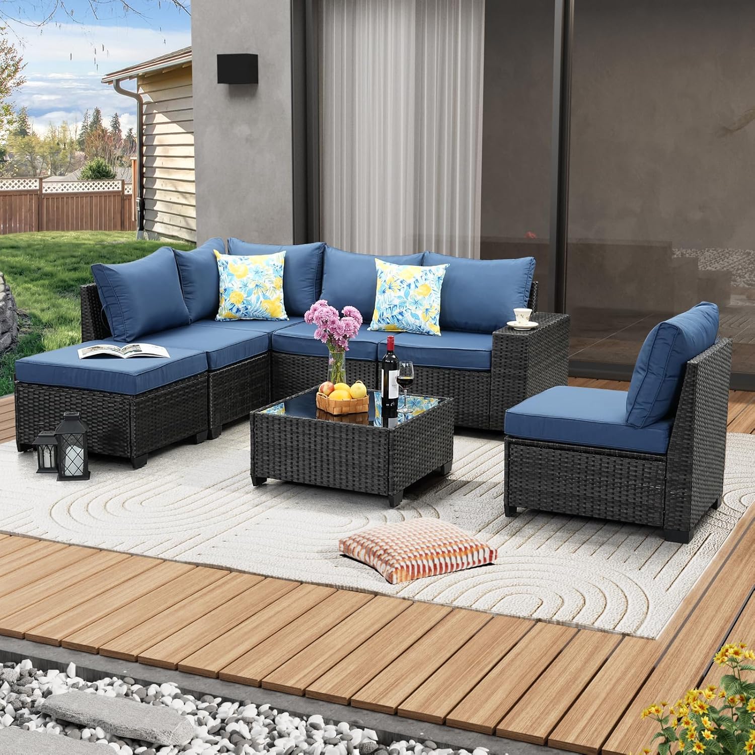 7 Pieces Patio Furniture Set for All-Weather Outdoor Comfort