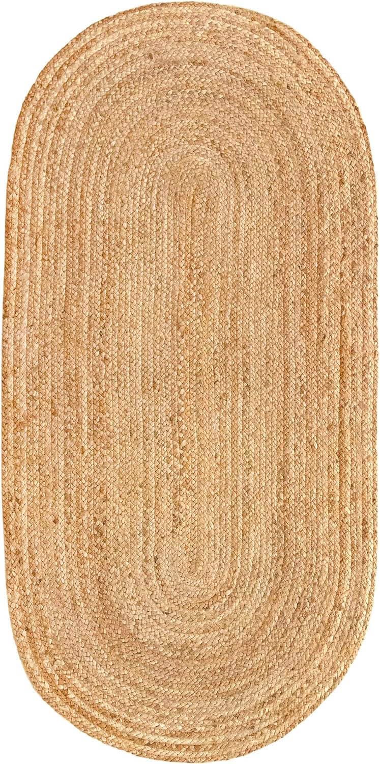 Handwoven Braided Jute Area Rug 2x6 Feet for Home Decor