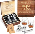 Whiskey Rocks Gift Set for Men - Engraved Stainless Whiskey Stones