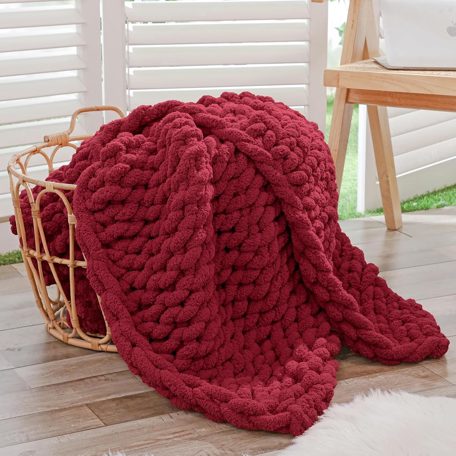 Bigacogo Chunky Knit Throw Blanket for Cozy Living Room Decor