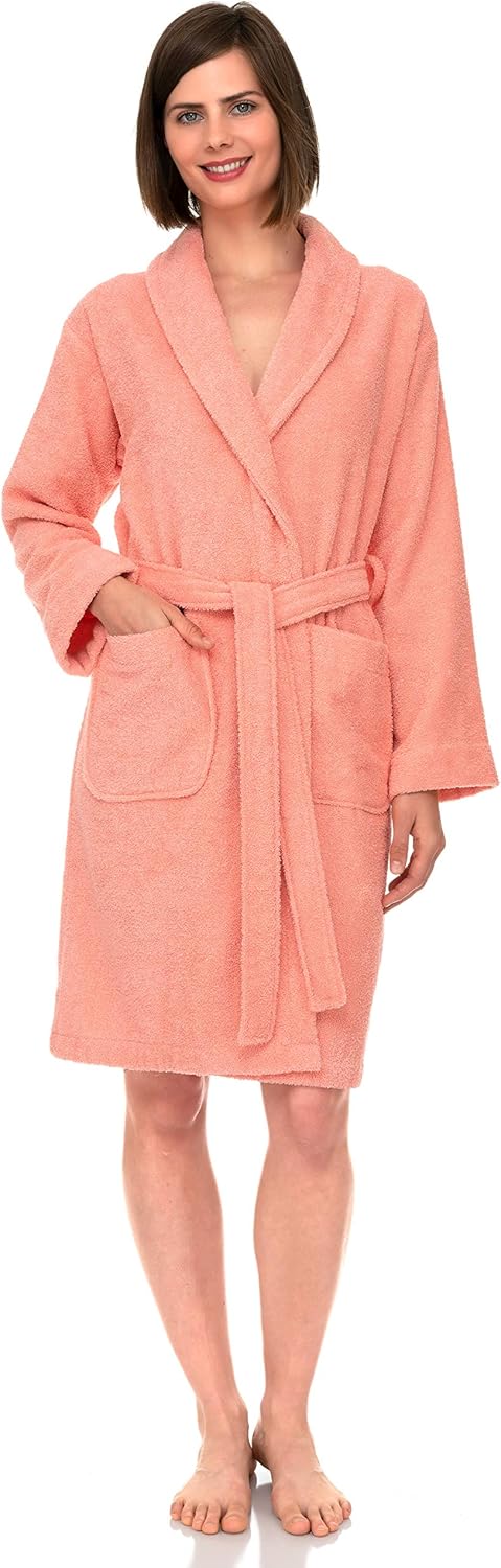 Luxurious Cotton Short Terry Shawl Bathrobe for Women
