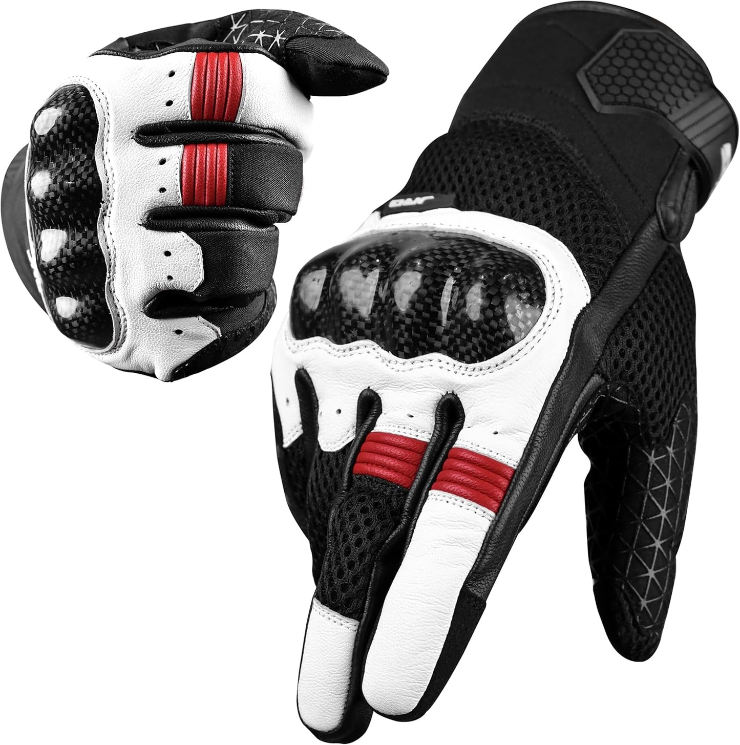 Leather Motorcycle Gloves for Men with Carbon Fiber Protection