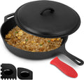 Megachef 12 Inch Pre-Seasoned Cast Iron Skillet with Lid - Versatile