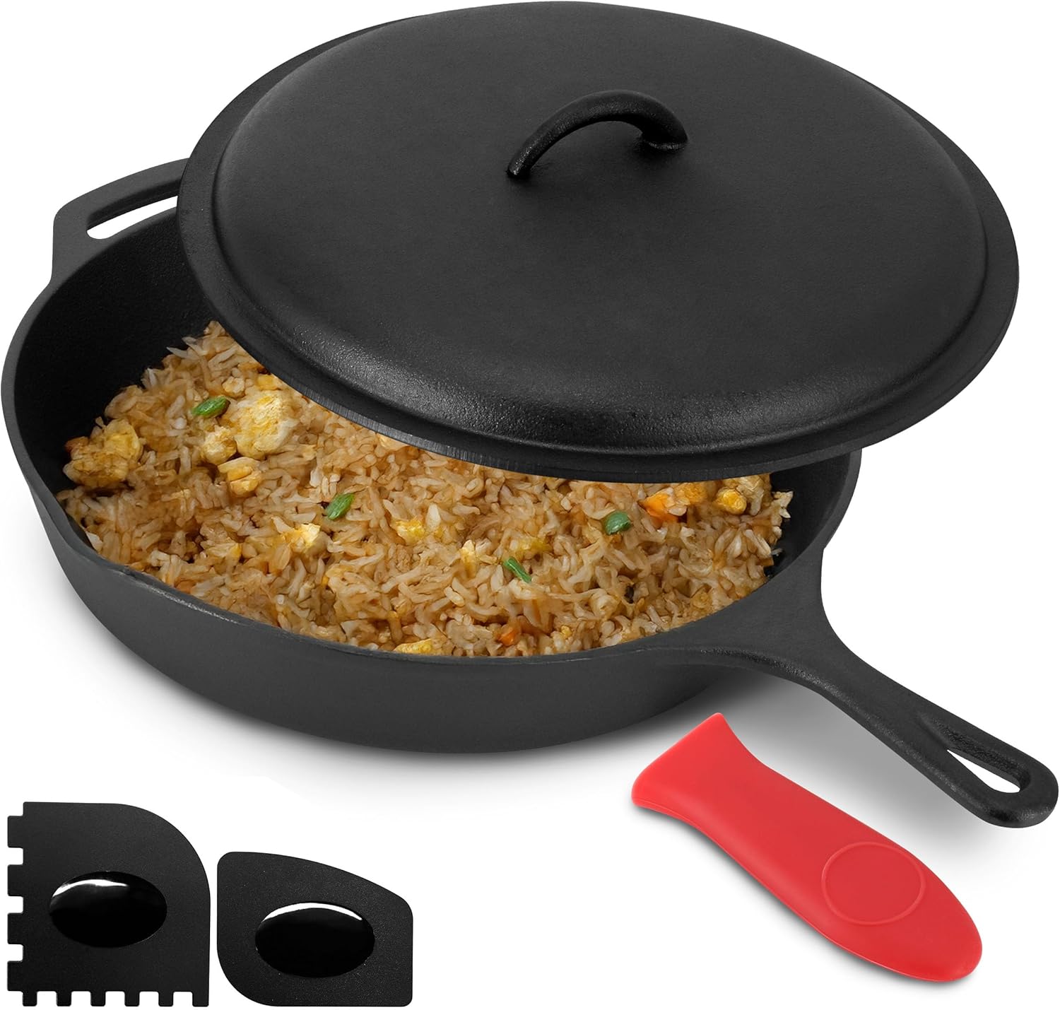 Megachef 12 Inch Pre-Seasoned Cast Iron Skillet for Versatile Cooking