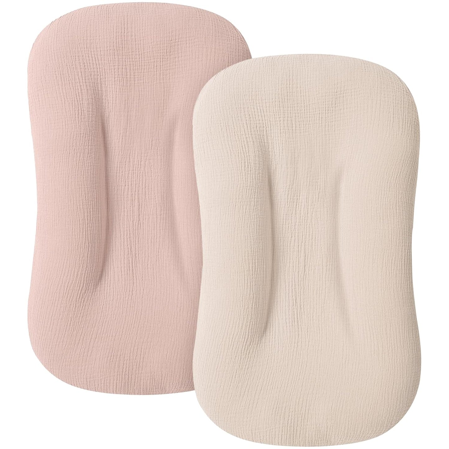 Soft & Breathable 100% Cotton Baby Lounger Covers - Pack of 2 in Pink/Ivory by MairMore
