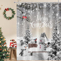 Christmas Snowman Shower Curtain 72x72 in - Cozy Grey Winter Forest