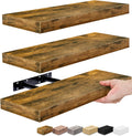 Floating Shelves for Wall Rustic Brown 3 Pack - Space Saving Display