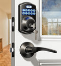 Matte Black Keyless Entry Door Lock with 2 Lever Handles - Keypad