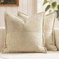 MIULEE Cream Corduroy Decorative Euro Sham Pillow Covers 24x24