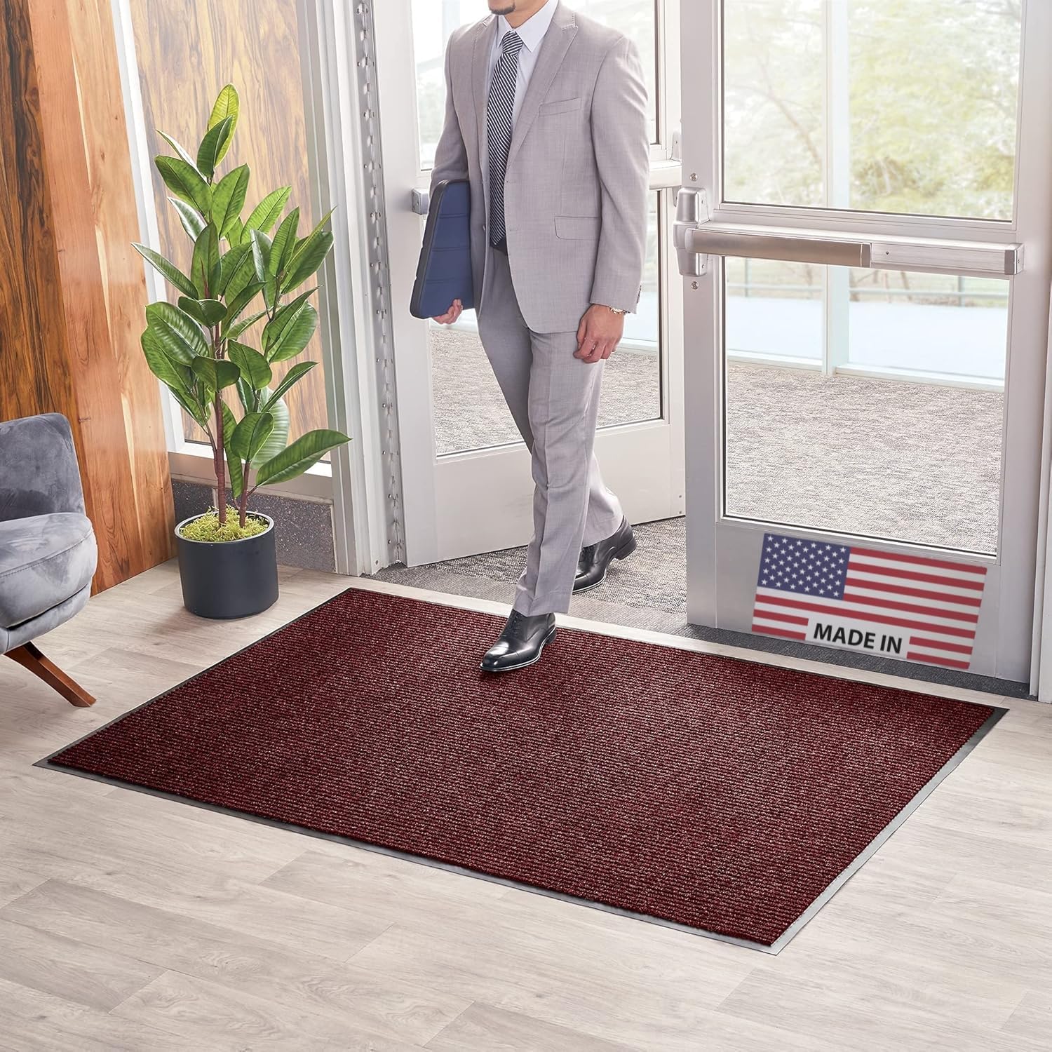 Brush Dry Mat - Heavy-Duty Commercial Door Rug for Entryways