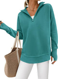 PRETTYGARDEN Long Sleeve Quarter Zip Pullover Sweater (Style XFKV)