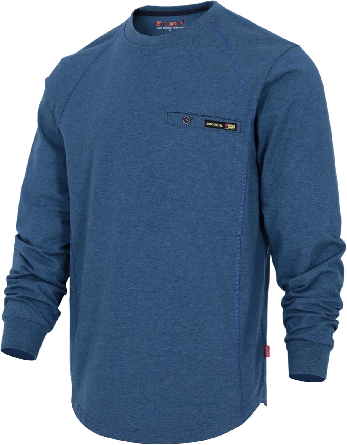 BOCOMAL FR Shirts for Men Lightweight Crew T-Shirt with Pocket
