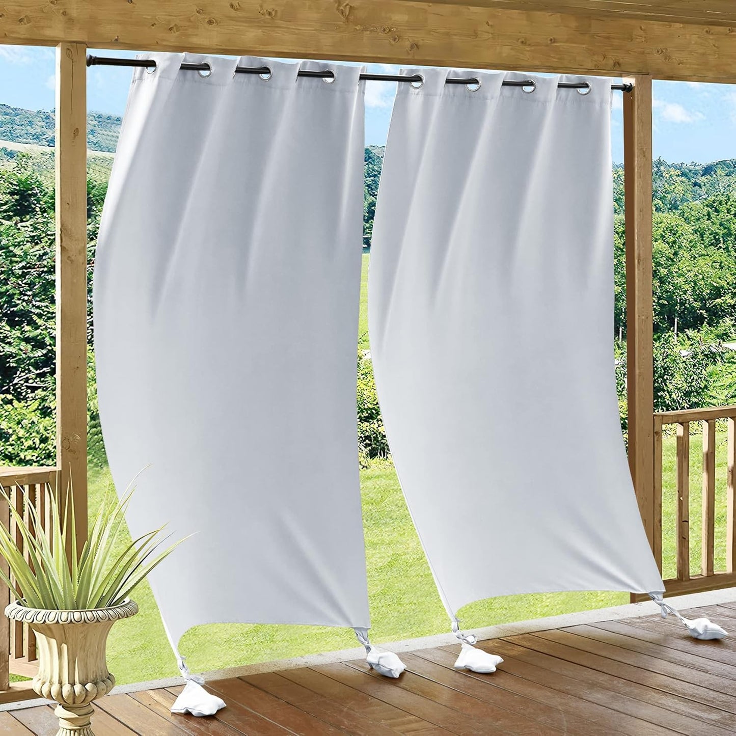 RYB HOME Windproof Outdoor Curtains for Patio and Porch Use