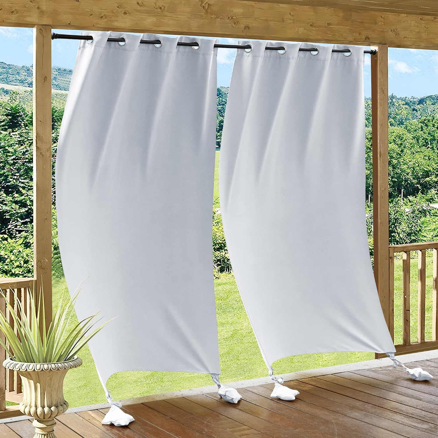 RYB HOME Windproof Outdoor Curtains for Patio and Porch Use