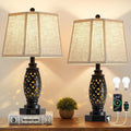 Table Lamps Set of 2 - 23.5in Vintage Bedside Lamps with USB A+C