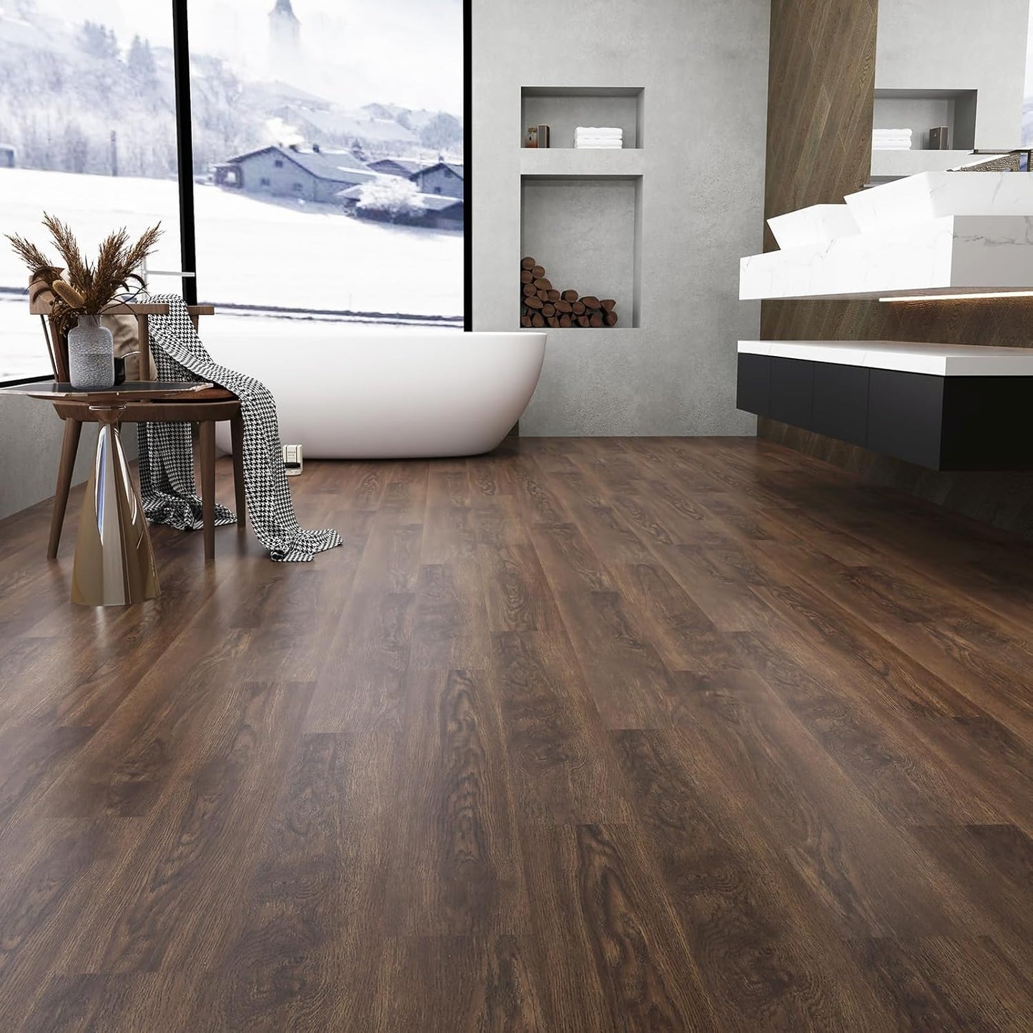 Vinyl Flooring with IPA Wood Effect - Self Adhesive Floor Tiles