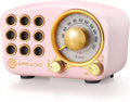 Greadio Retro Bluetooth Speaker: Powerful Bass, Vintage Style, Bluetooth 5.0 - Pink