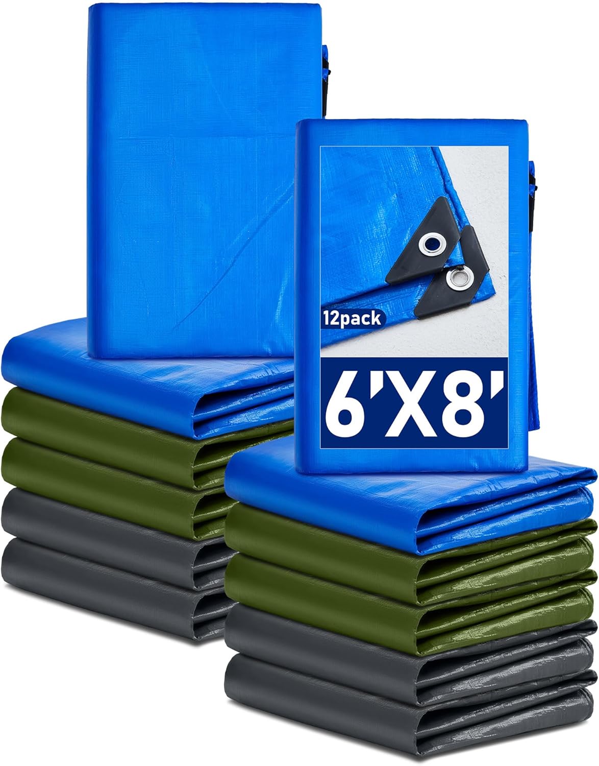 12 Pcs Large Waterproof Tarp by SmoothNovelty for Outdoors
