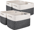 Storage Baskets for Shelves 4 Pack - Cotton Rope Organizer Set
