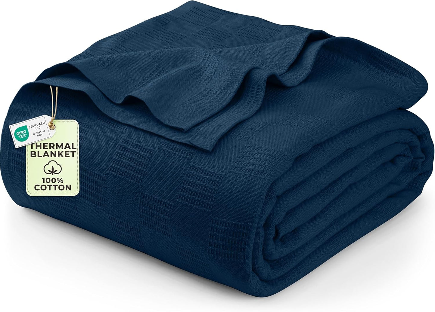 Utopia Bedding Navy Cotton Blanket for All Seasons - 90x72 in