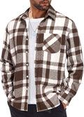 Mens Flannel Plaid Shirt Long Sleeve Lightweight Button-Down - Casual