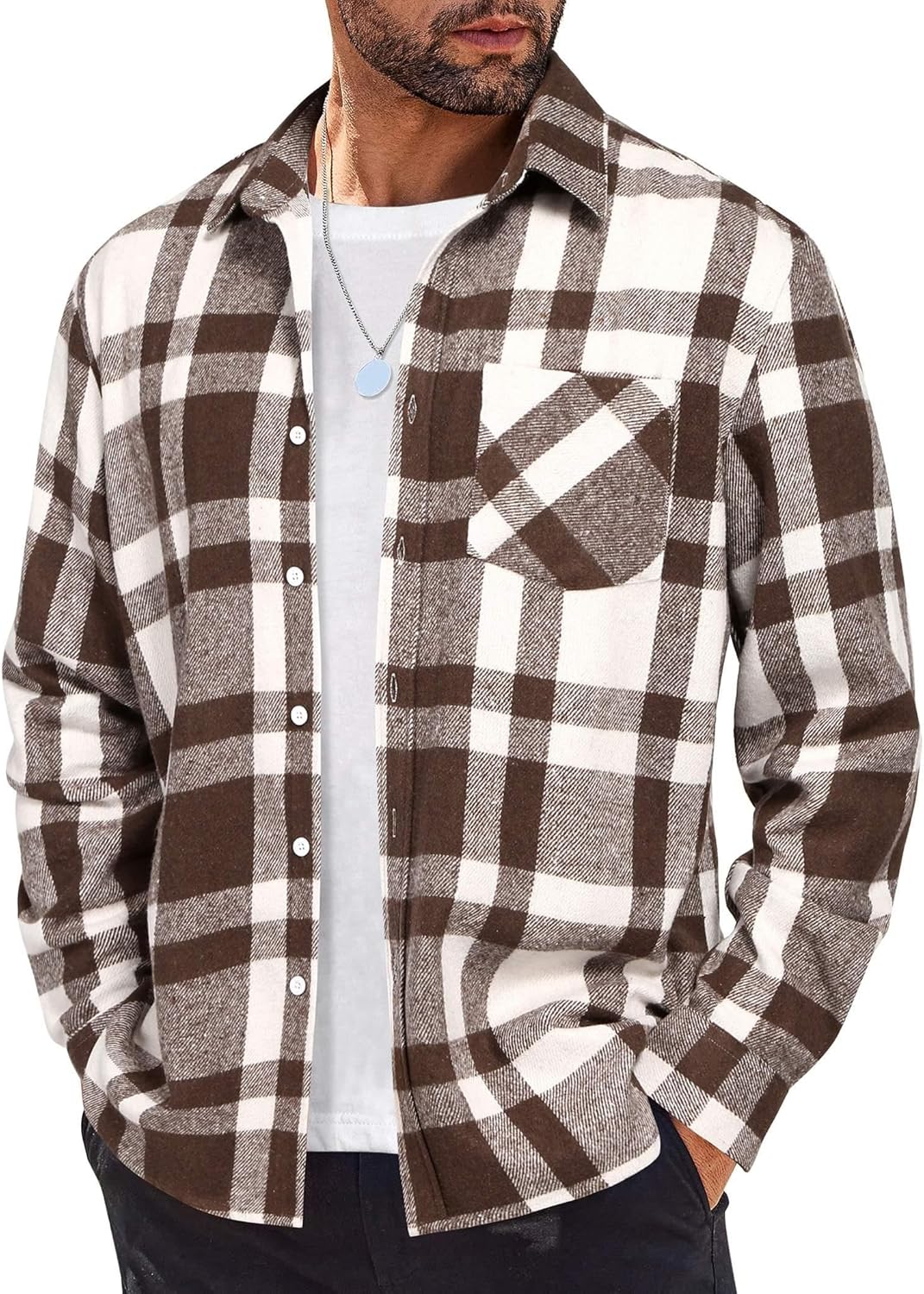 Stylish COOFANDY Mens Flannel Shirt for Casual Wear and Layering