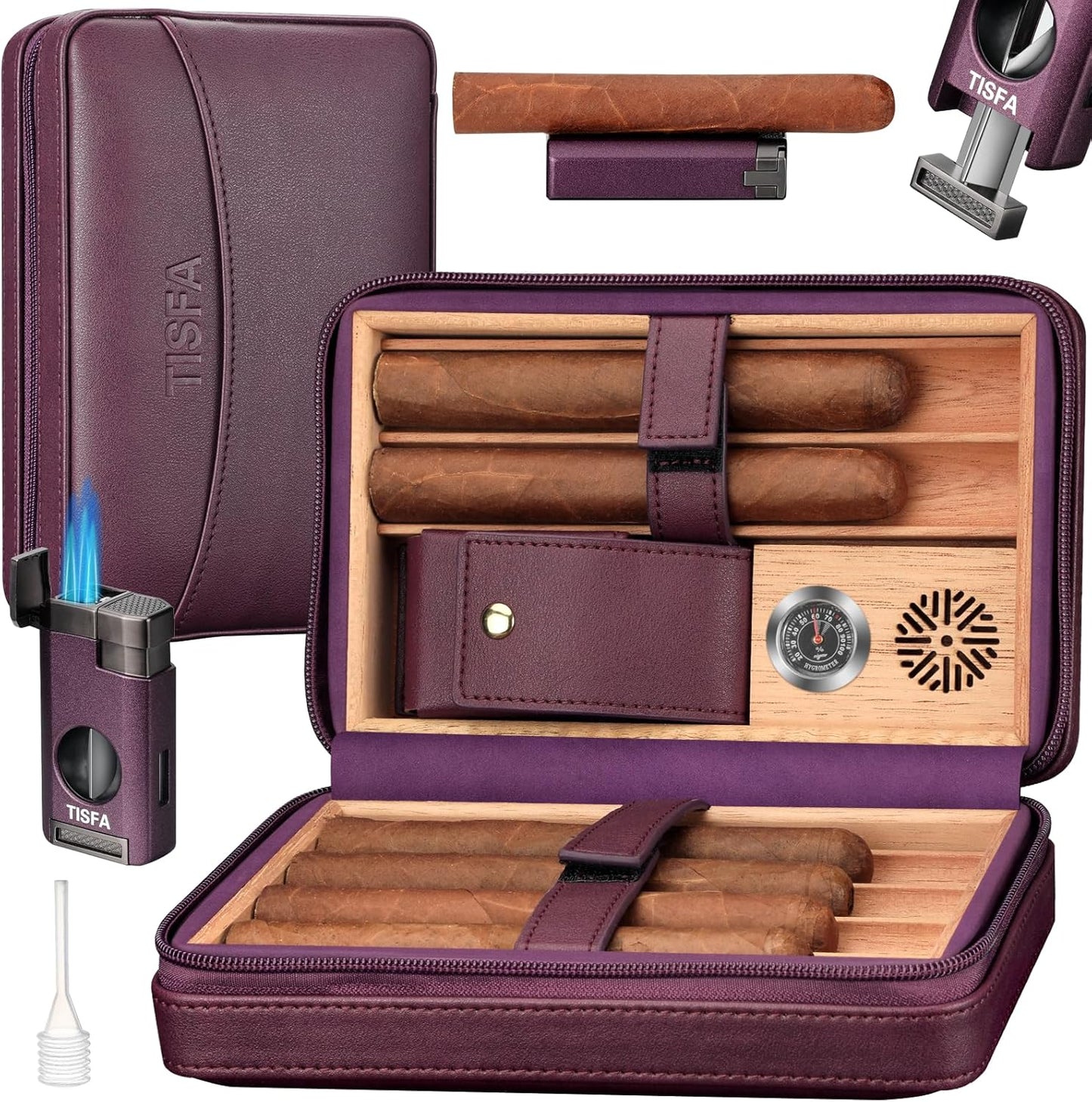 TISFA Travel Humidor with Cedar Wood Lining for 6 Cigars