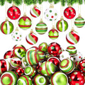 64 Pcs Christmas Ball Ornaments Lime Green Red - Assorted Sizes