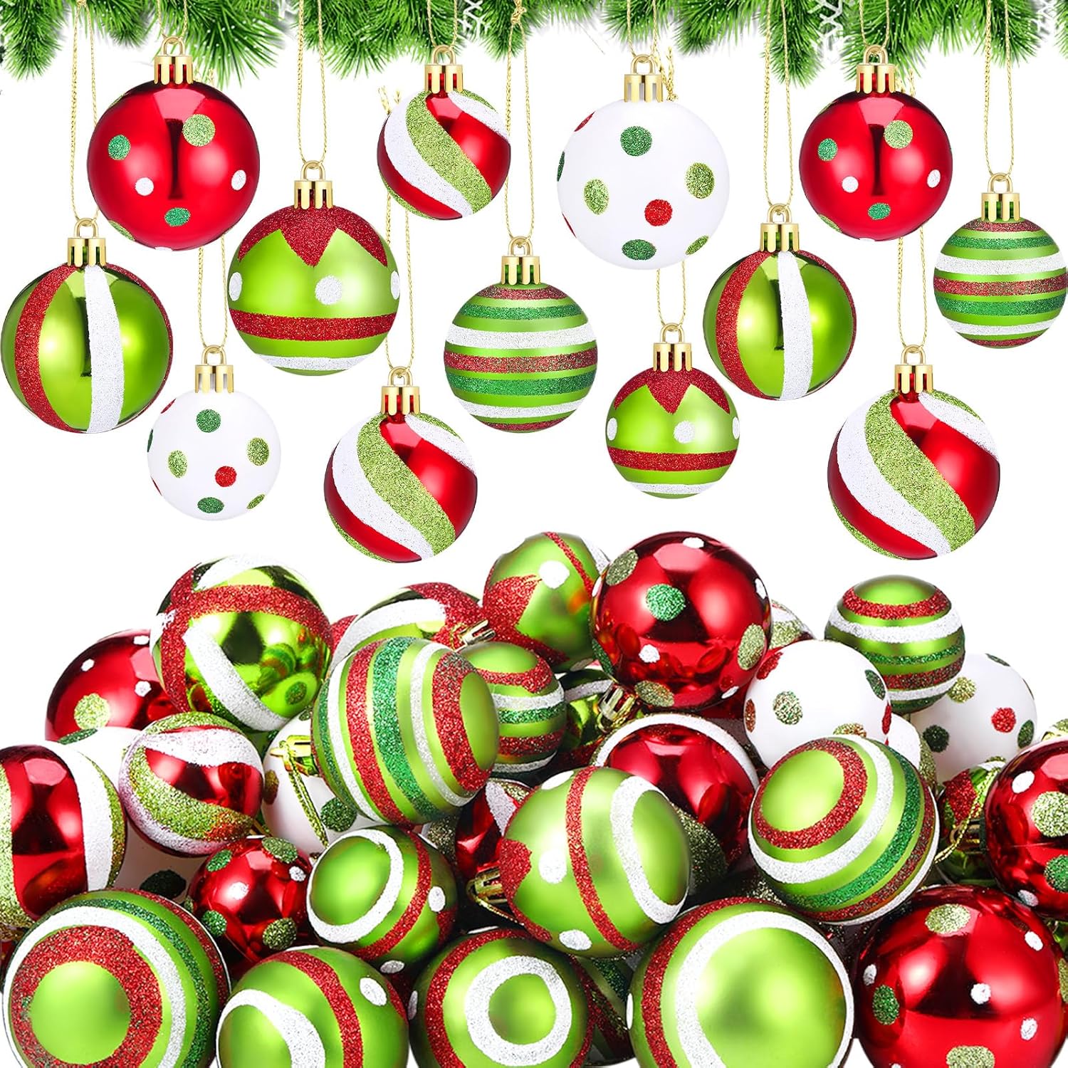 64 Pcs Christmas Ball Ornaments for Festive Home Decor
