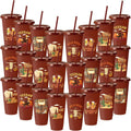 Chuangdi 24 Pcs Western Cowboy Plastic Tumblers 24 oz - Party Ready
