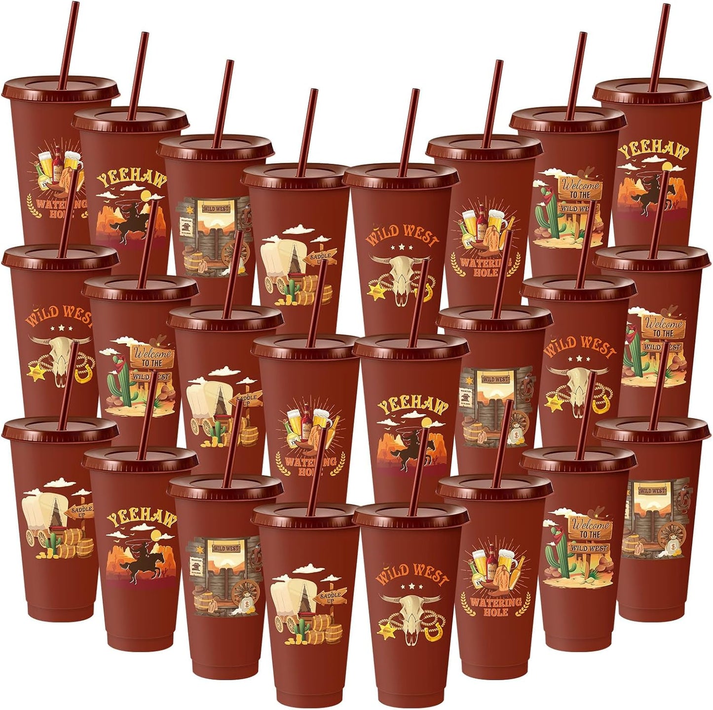 24 Pcs Western Cowboy Plastic Tumblers for Party Supplies
