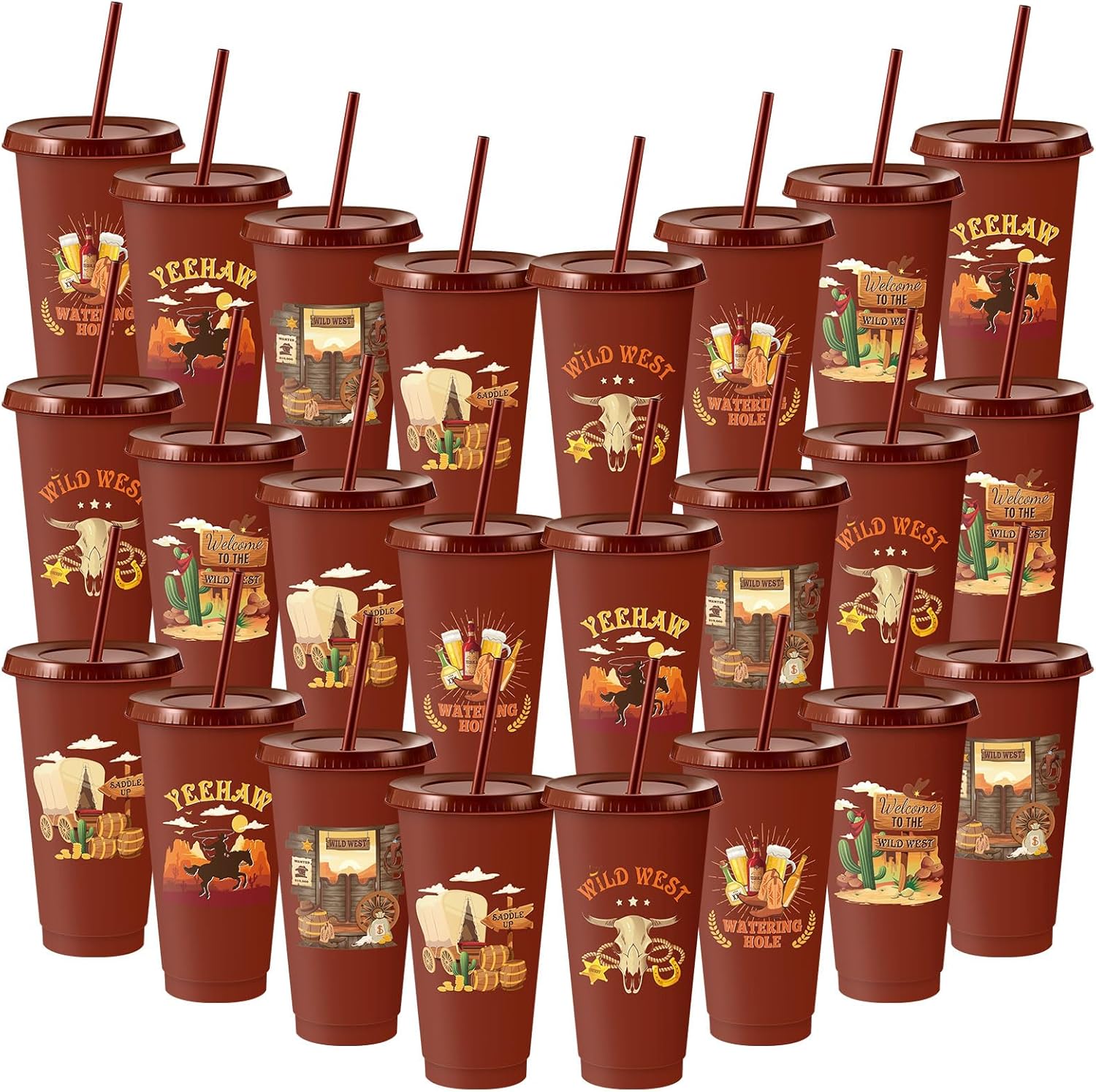 24 Pcs Western Cowboy Plastic Tumblers for Party Supplies