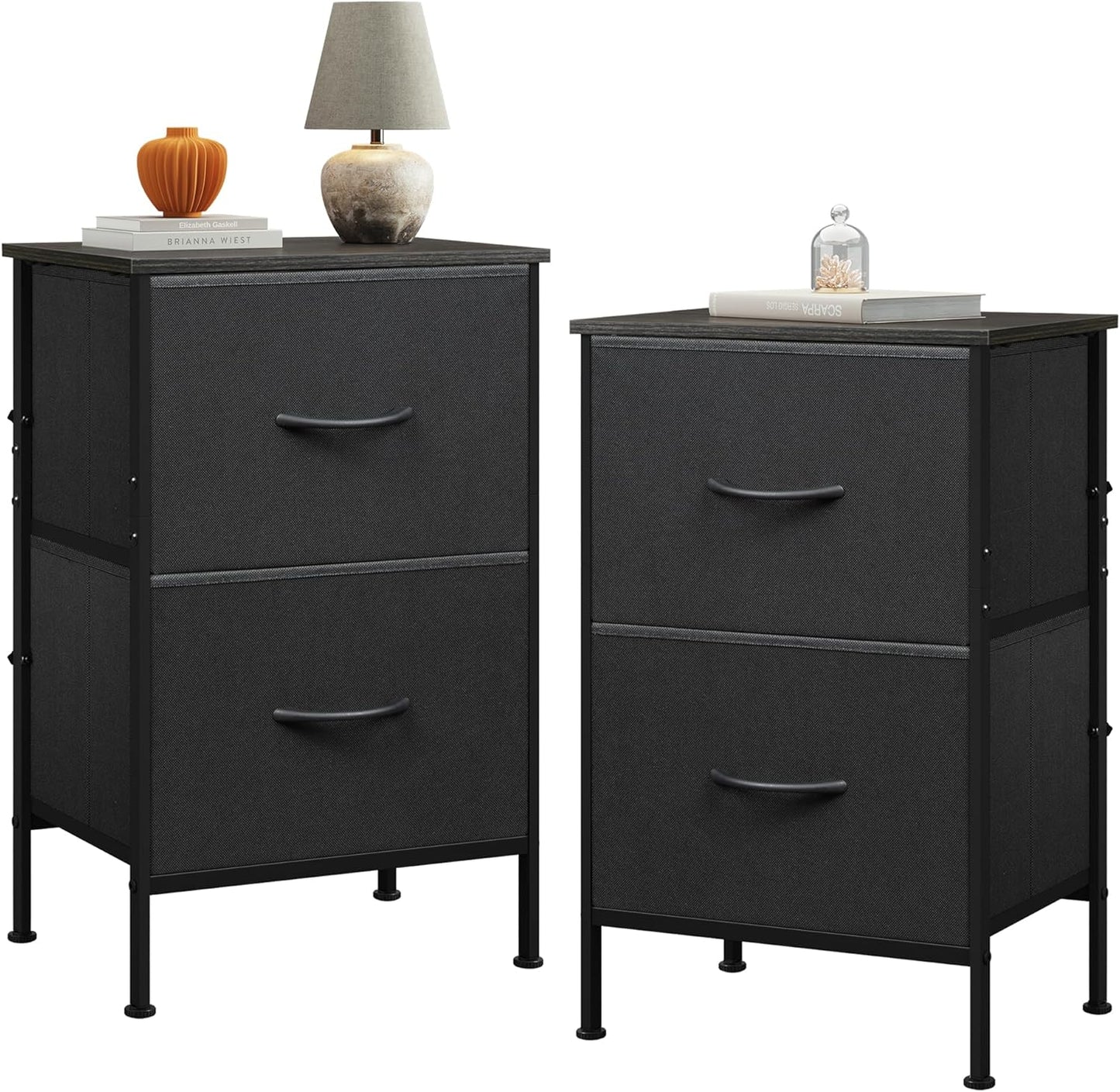 WLIVE Nightstand Set of 2 with 2 Drawers for Bedroom Use