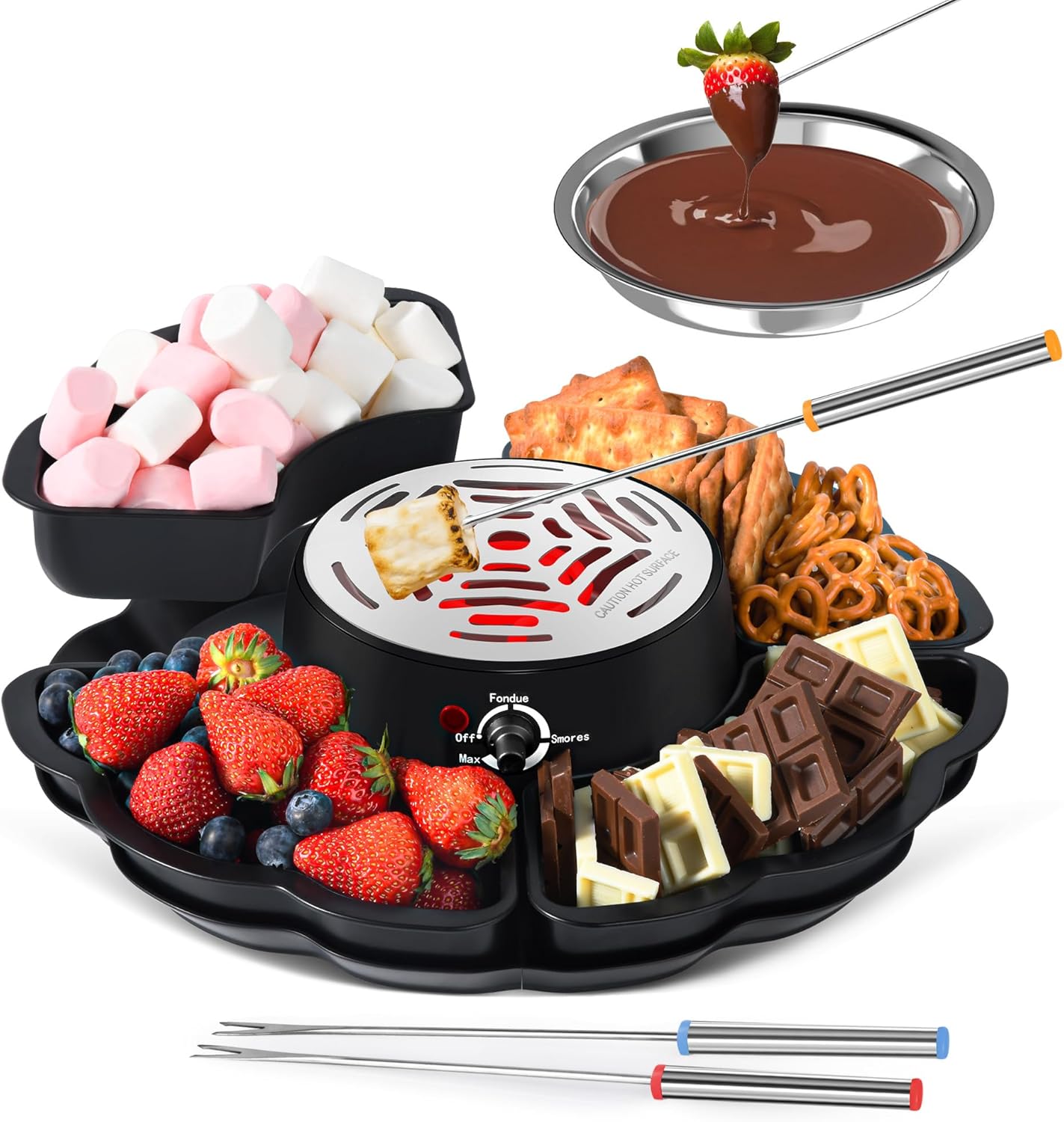 2 in 1 Electric Smores Maker & Fondue Pot for Indoor Fun