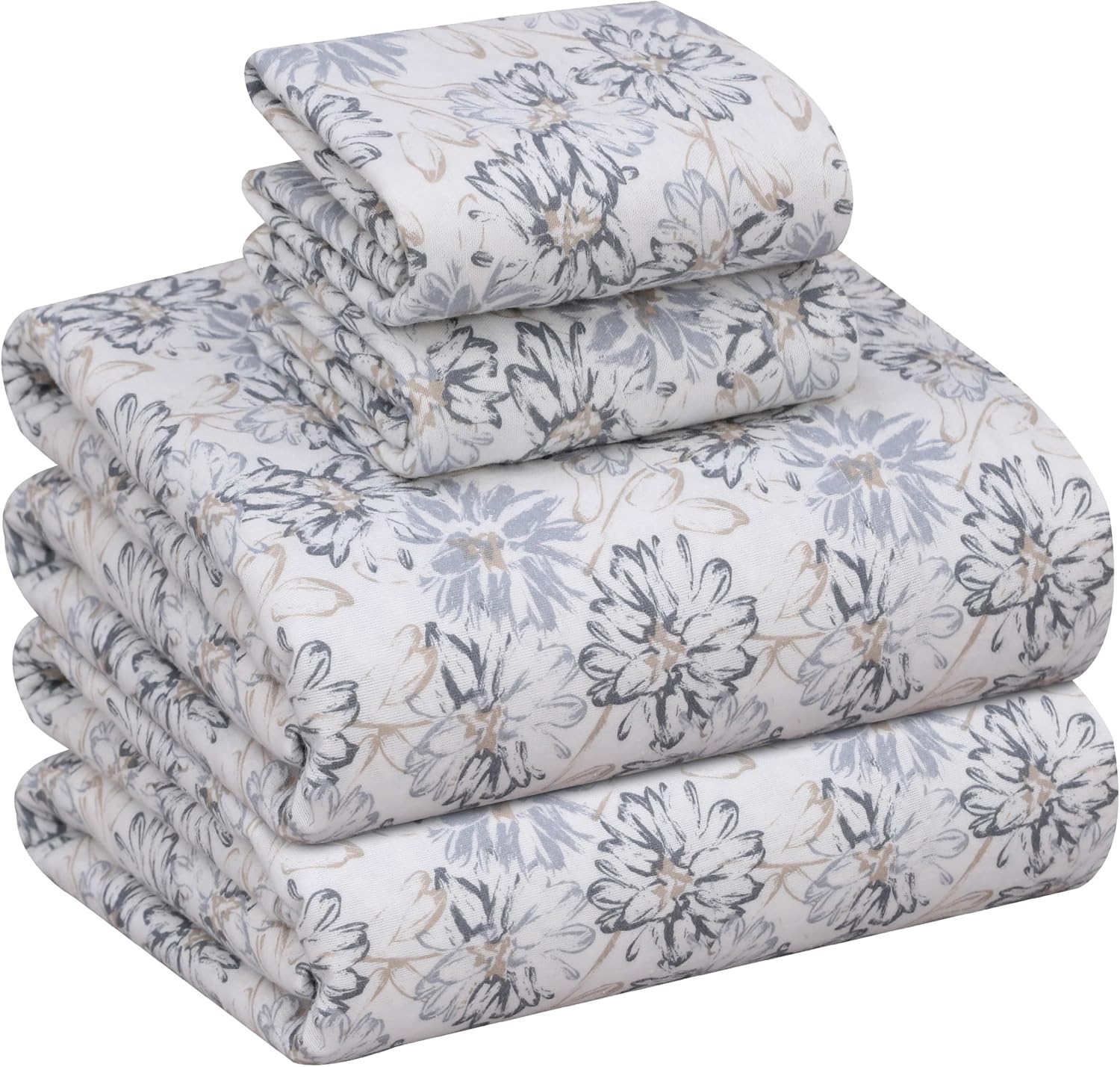 RUVANTI Flannel Sheets King Size Set - 100% Cotton Comfort